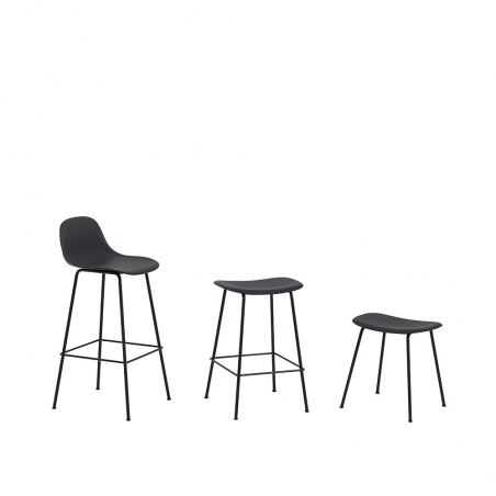 Fiber Barstool W. Backrest Tube base H. 65 cm Silk