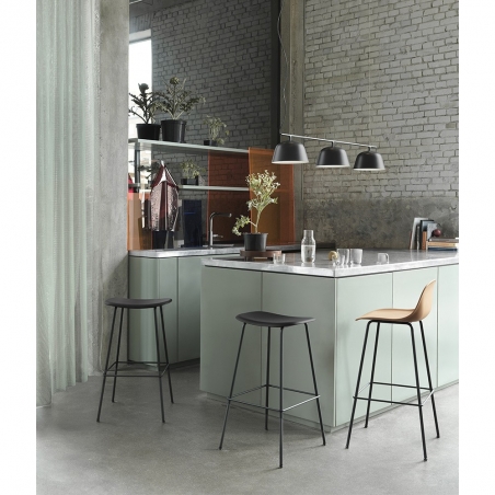 Fiber Barstool W. Backrest Tube base H. 65 cm Silk