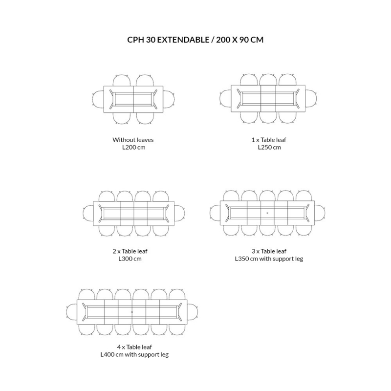 CPH 30 Extendable Table Solid Oak 90x200/400 cm